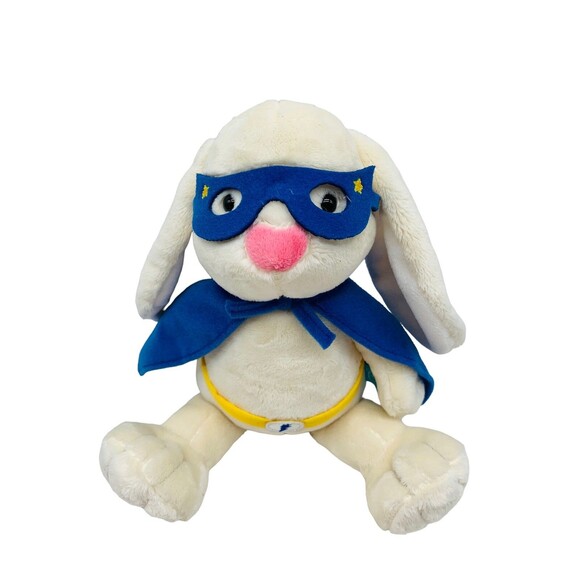 manhattan toy Other - Manhattan Toy Super Hero Bunny Plush Ivory Soft Stuffed Animal Blue Cape Mask